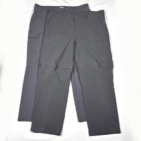 Lot of 2 L.L Bean Gray Nylon Lightweight Hiking Outdoor Travel Pants Mens 40X30 - Picture 1 of 16